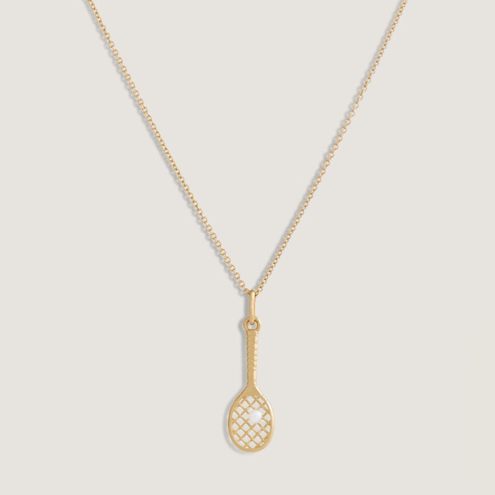 Kinn x Sunset Tennis Club Ball And Racquet Necklace Pearl