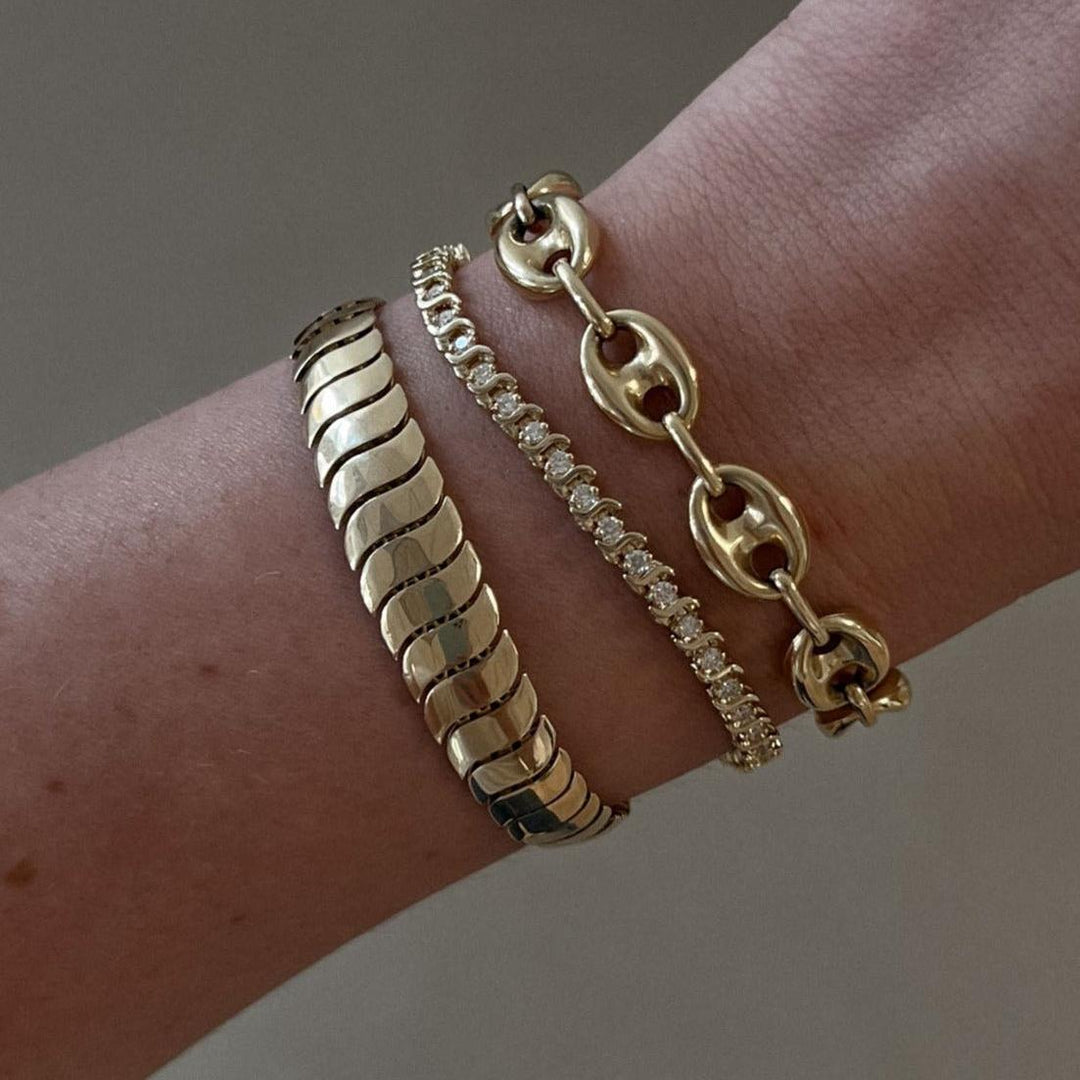 Puffed Mariner Chain Bracelet Gold