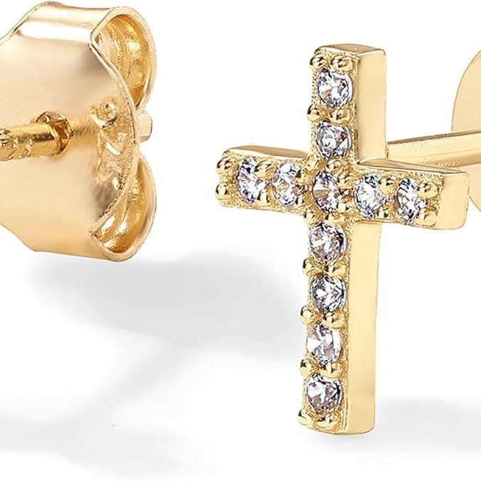 Paved Cross Studs | Gold