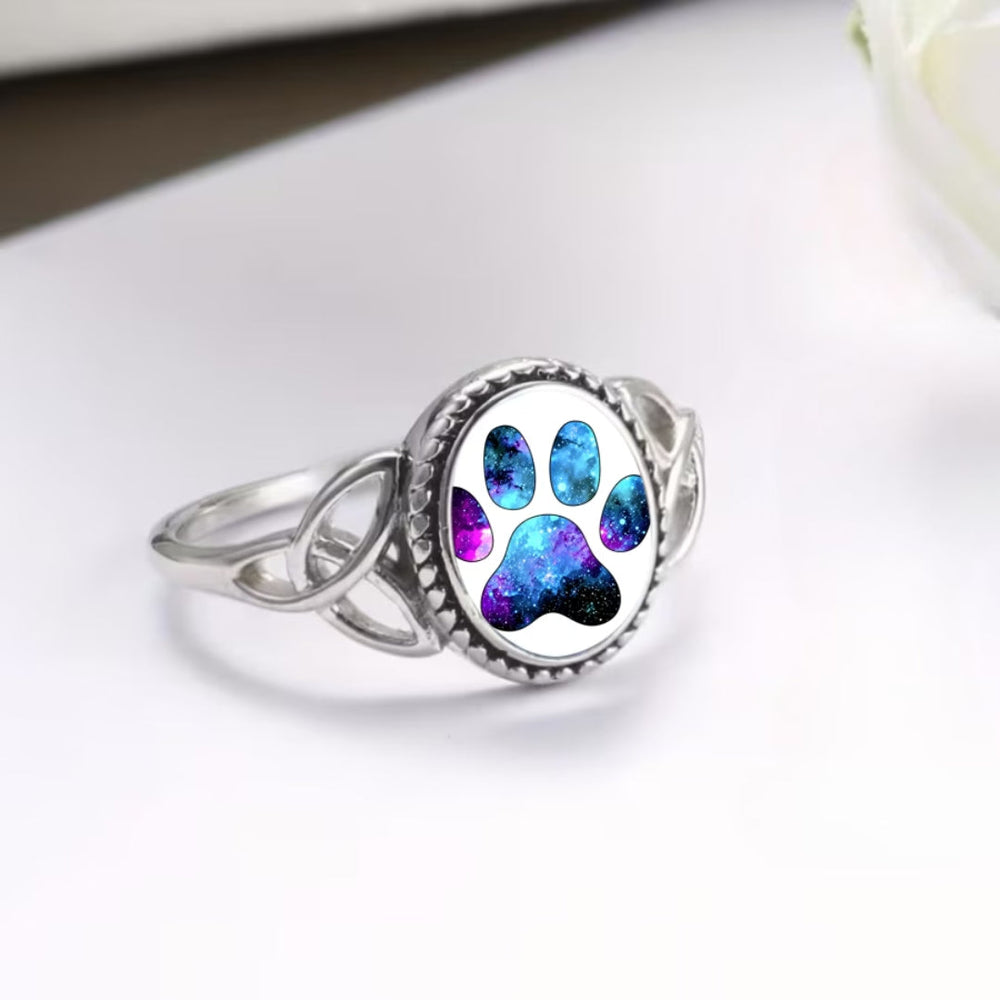 Hand-Finished Cosmic Galaxy Paw Ring