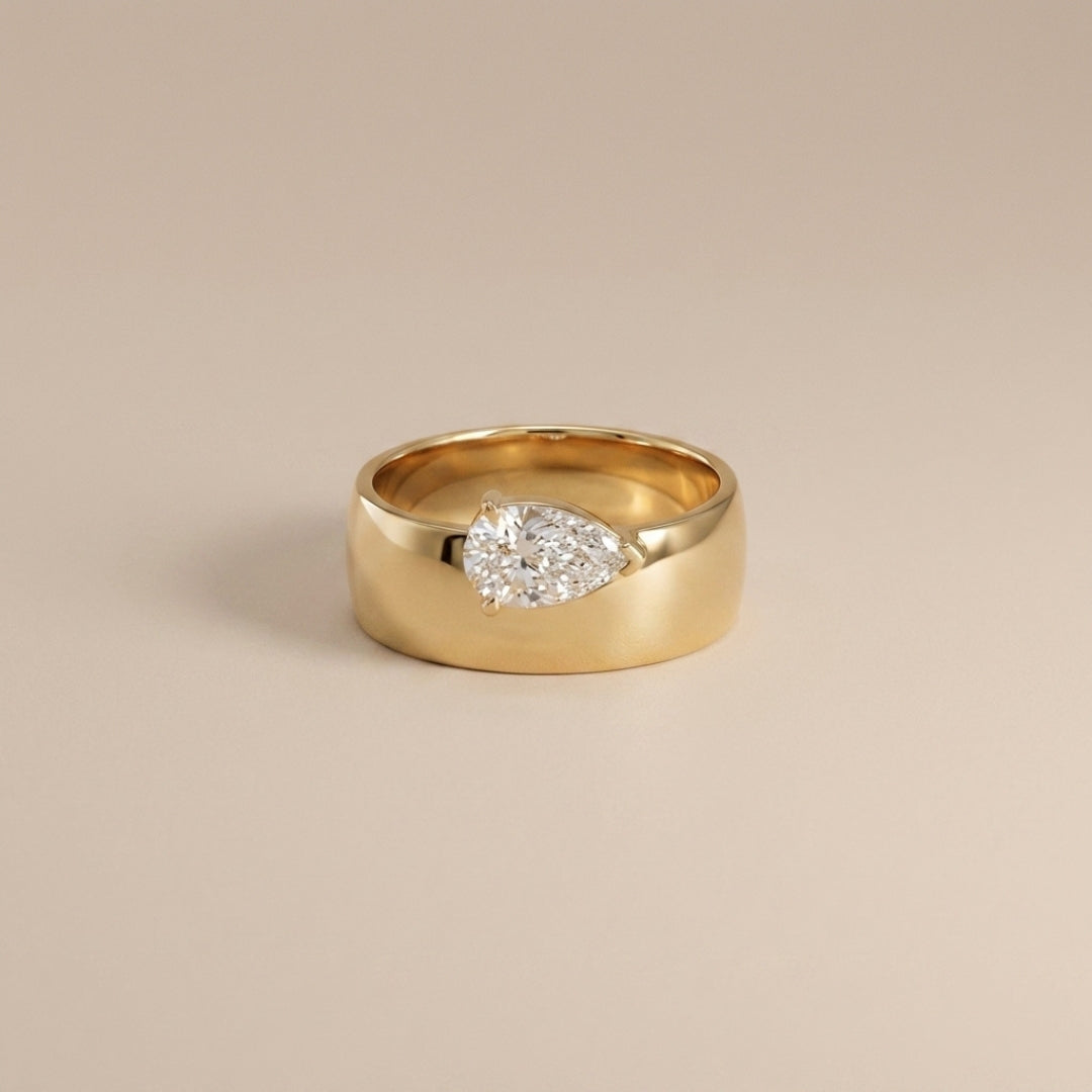 Porter Cigar Band Ring Pear Diamond