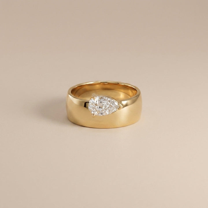 Porter Cigar Band Ring Pear Diamond