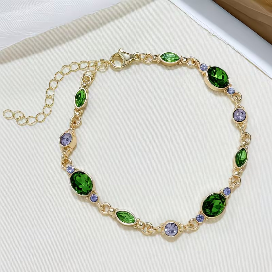 Green Marquise Cut Chain Bracelet