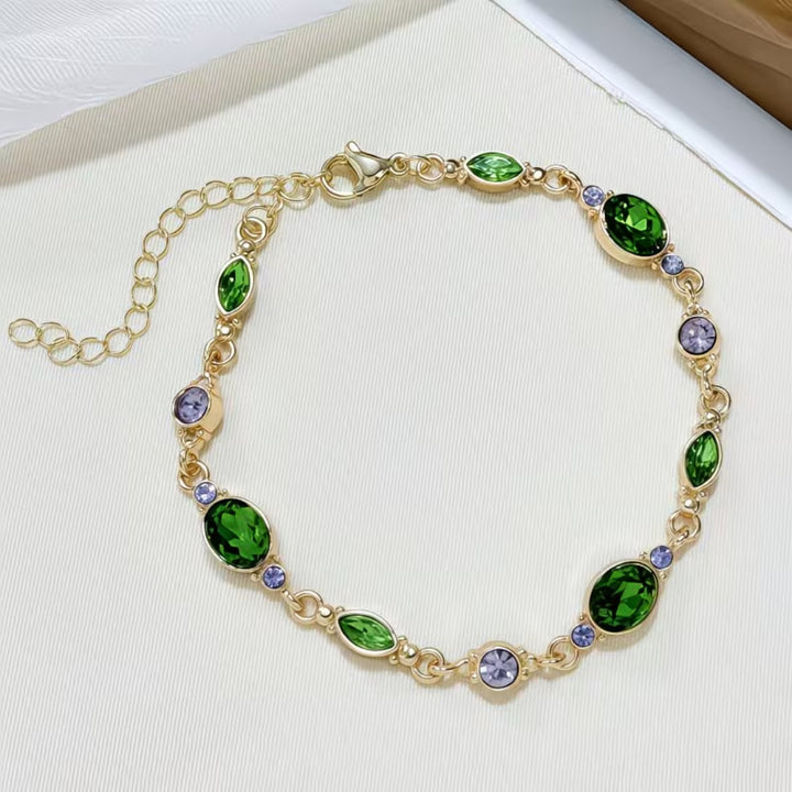 Green Marquise Cut Chain Bracelet