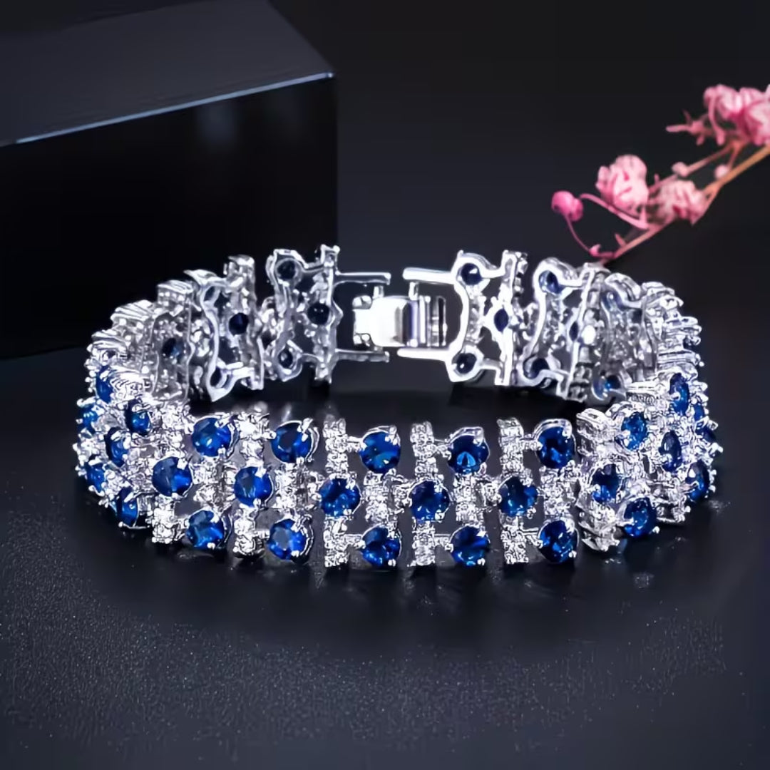Wide Sapphire Blue Link Bracelet