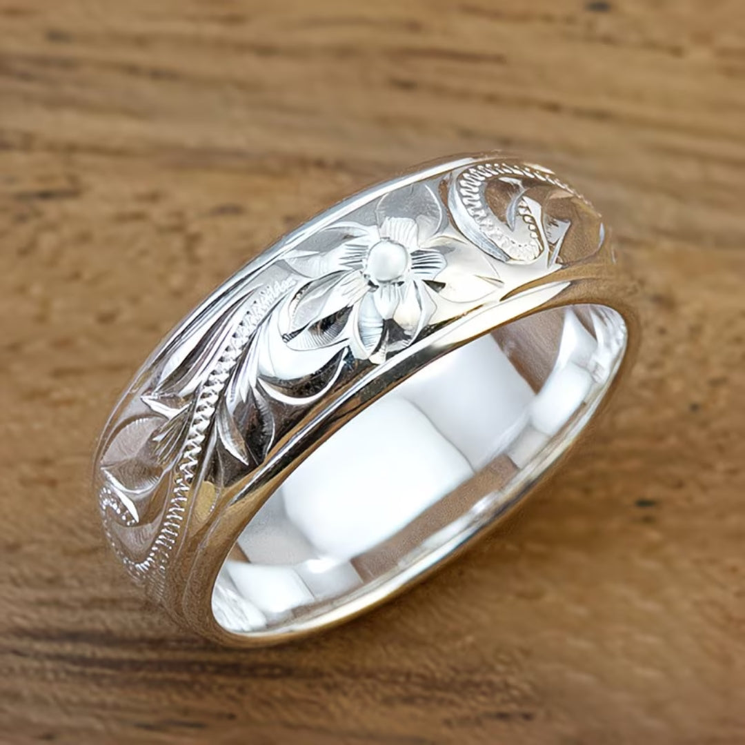Engraved Floral Band Ring