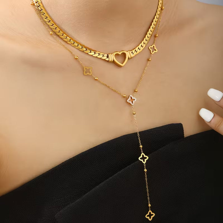 Elegant Clover Y-Drop Necklace