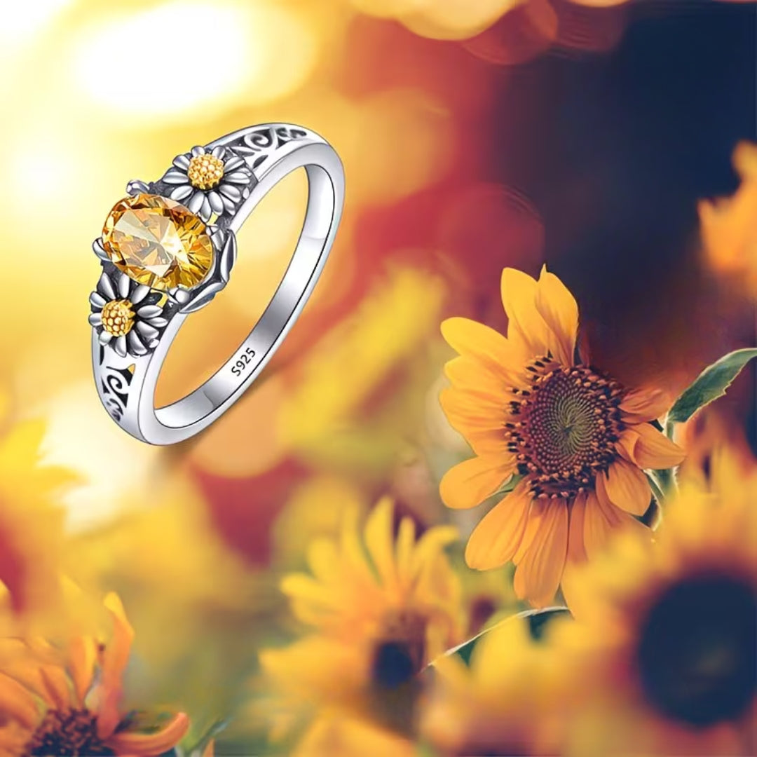 Radiant Sunflower Yellow Stone Ring