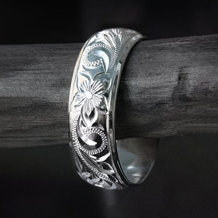 Engraved Floral Band Ring