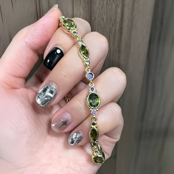 Green Marquise Cut Chain Bracelet