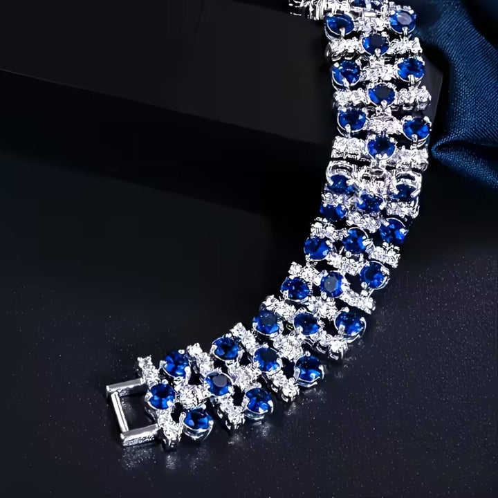 Wide Sapphire Blue Link Bracelet
