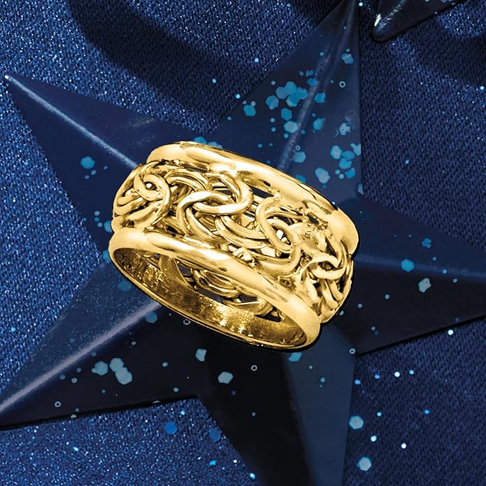 Wide Byzantine Weave Gold Ring