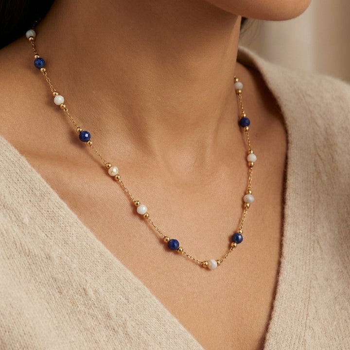 Lulu Midnight Beaded Stone Necklace