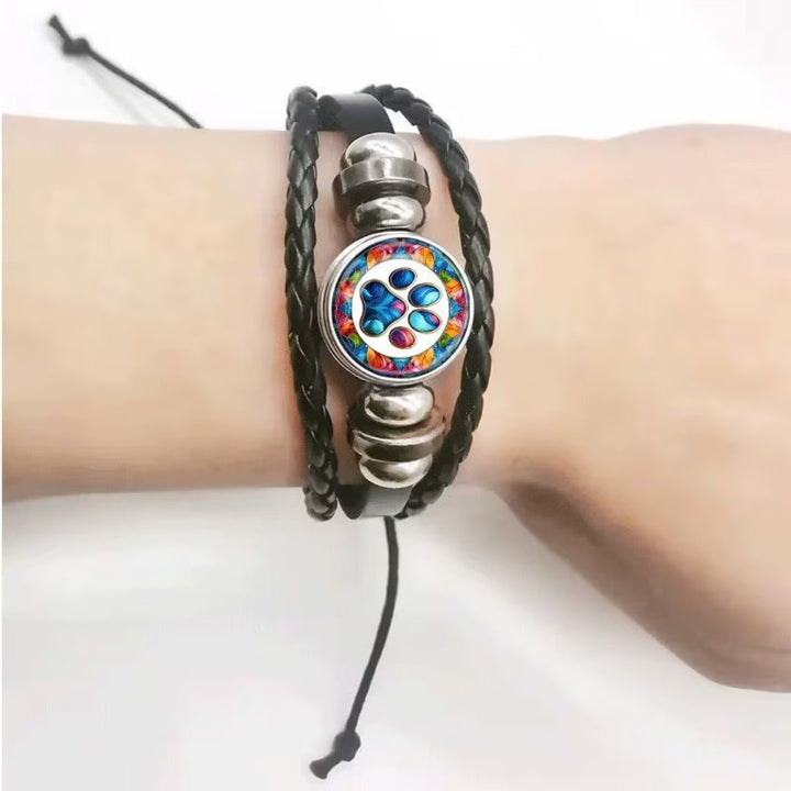 Artisan Braided Leather Paw Bracelet