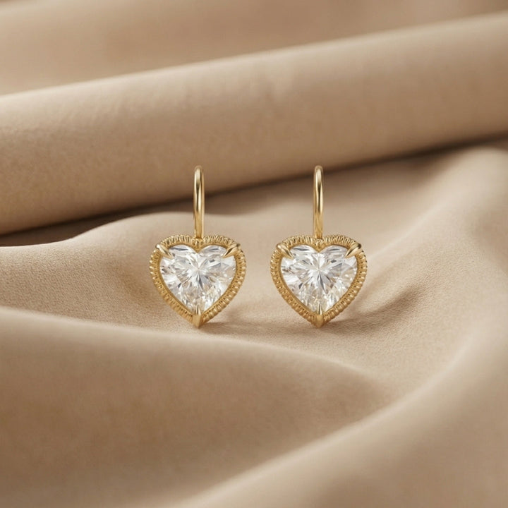 Solis Ribbed Heart Diamond Earrings