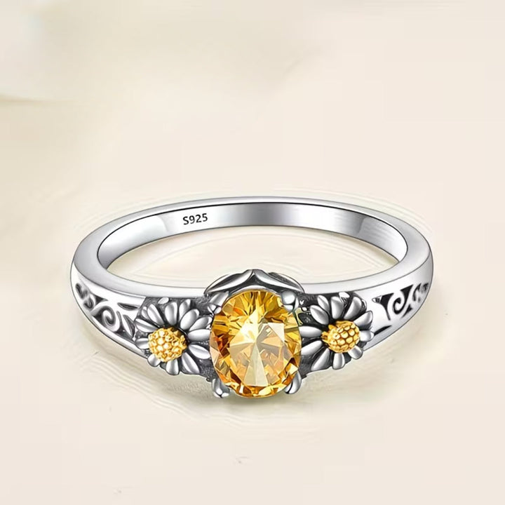 Radiant Sunflower Yellow Stone Ring