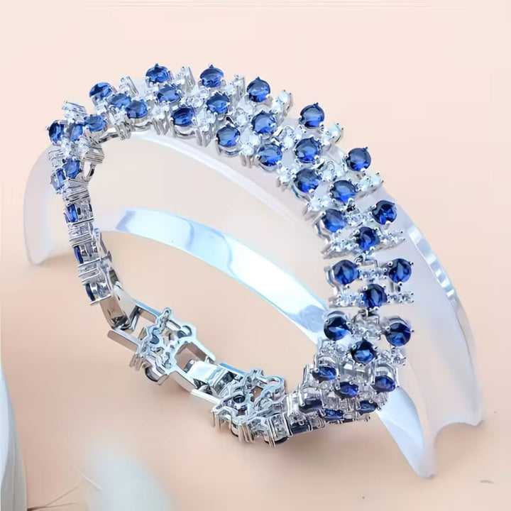 Wide Sapphire Blue Link Bracelet