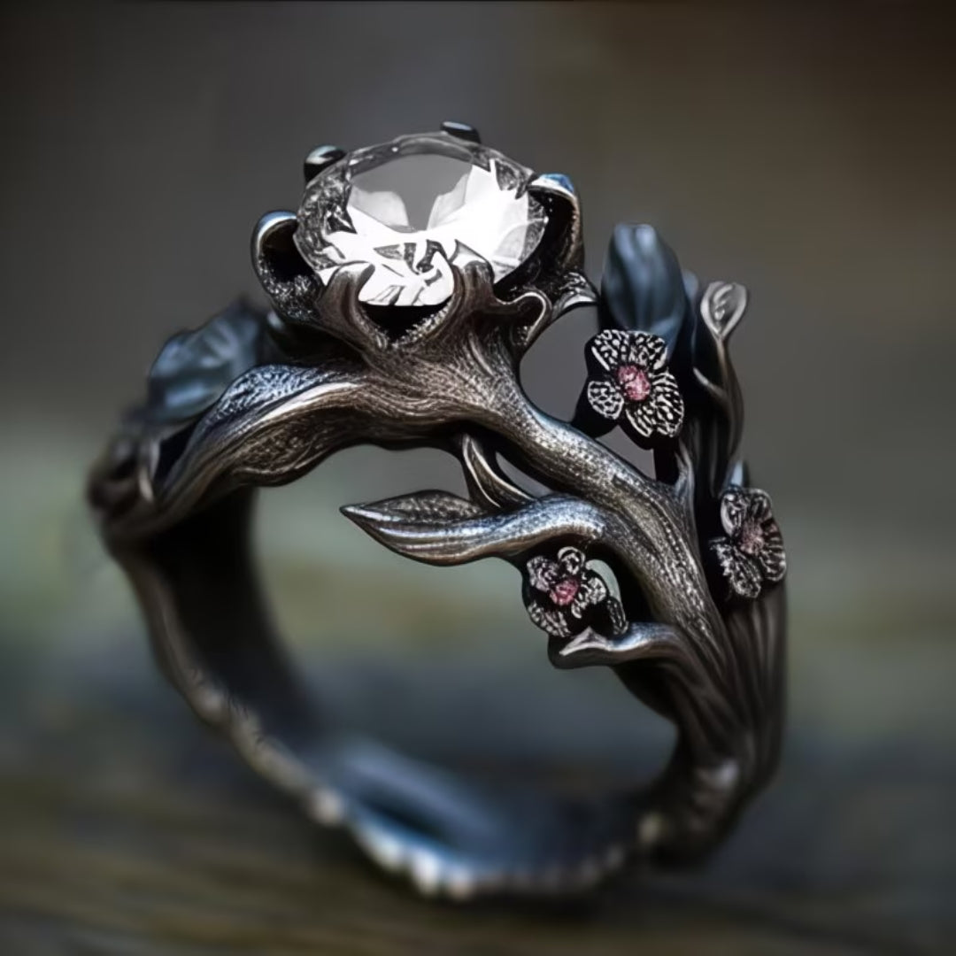 Gothic Forest Branch Crystal Ring