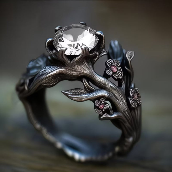 Gothic Forest Branch Crystal Ring