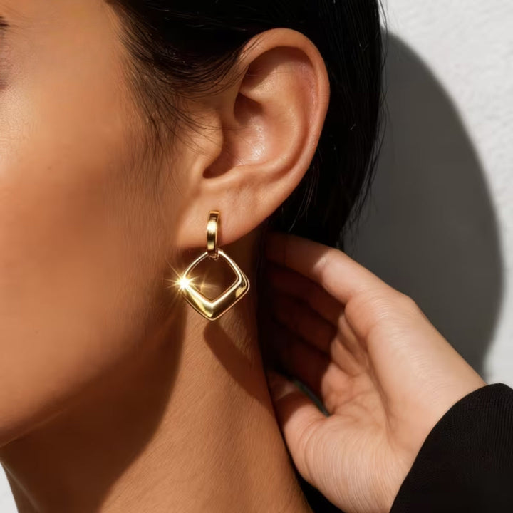 Geometric Square Drop Earrings