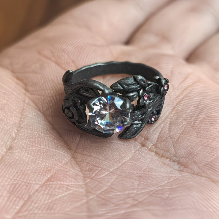 Gothic Forest Branch Crystal Ring