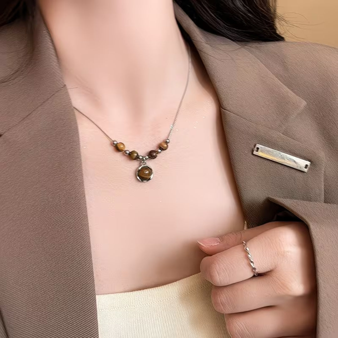 Natural Tiger Eye Beaded Necklace