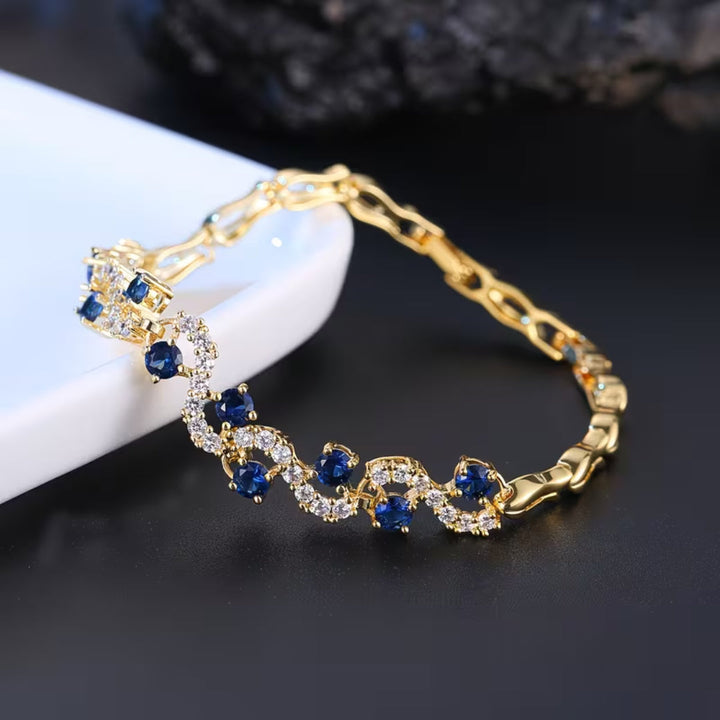 Blue Crystal Wave Link Bracelet