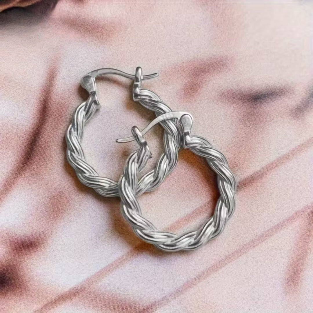Boho Braided Gold Hoop Earrings