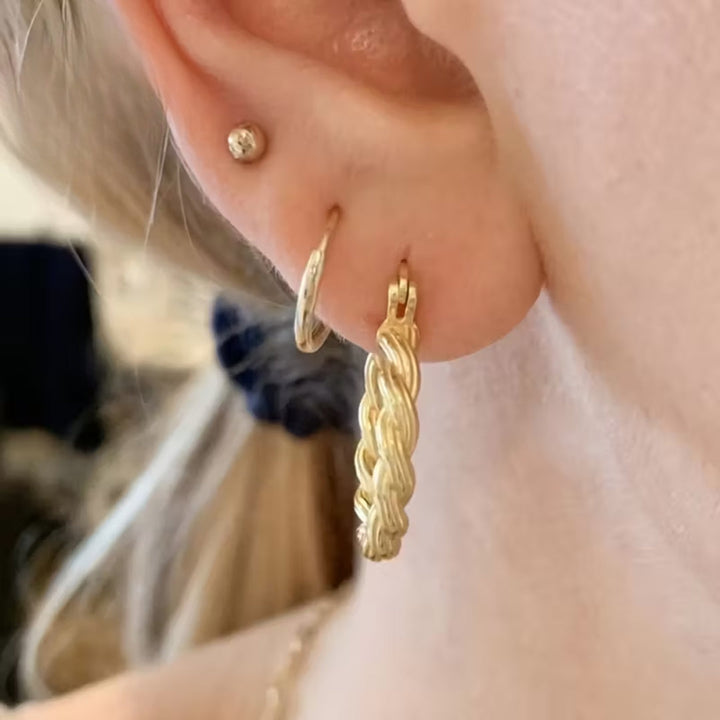 Boho Braided Gold Hoop Earrings