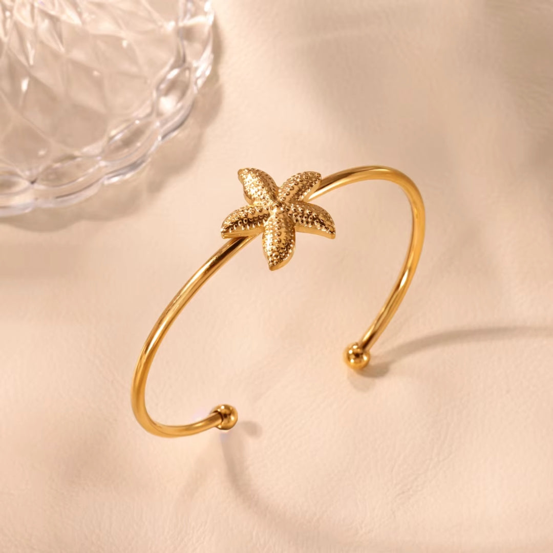 Golden Starfish Open Bracelet
