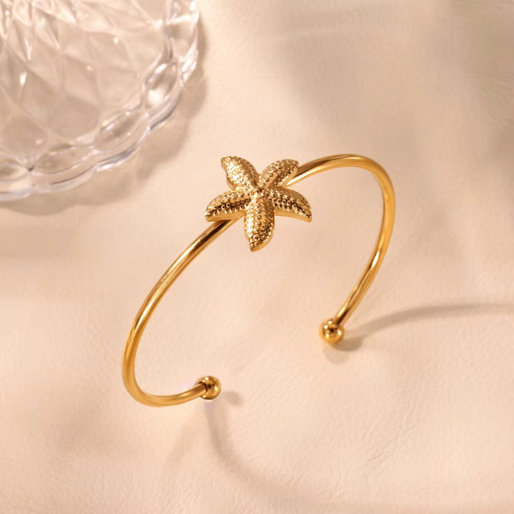 Golden Starfish Open Bracelet
