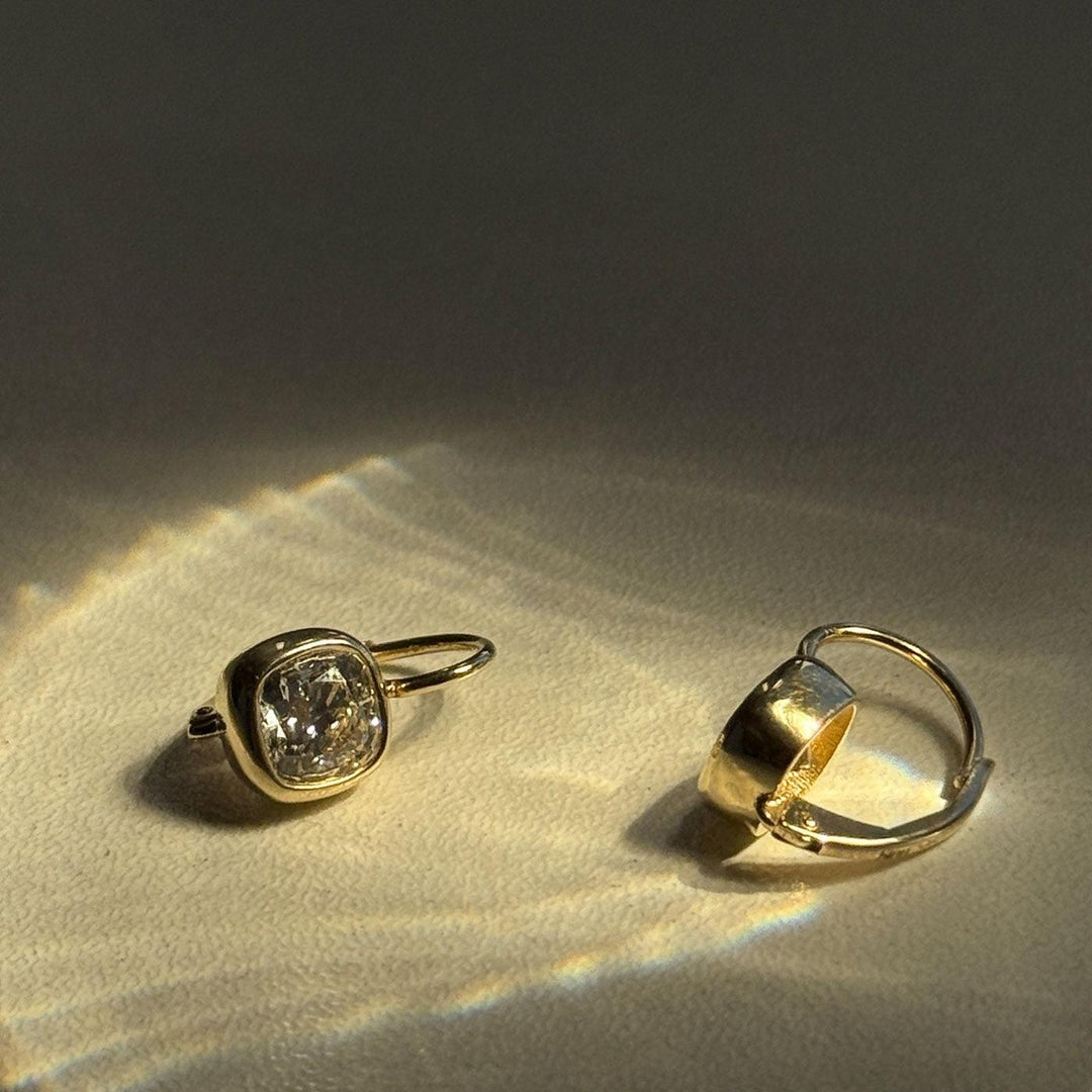 Harper 2ctw Cushion Cut Drop Earrings Yellow Gold