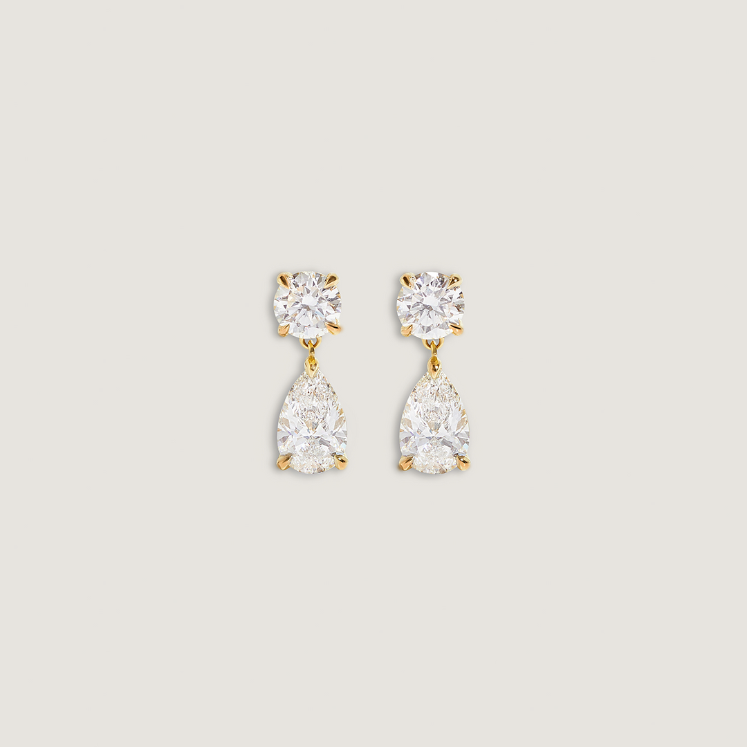 Frankie Round &amp; Pear 4ctw Diamond Earrings