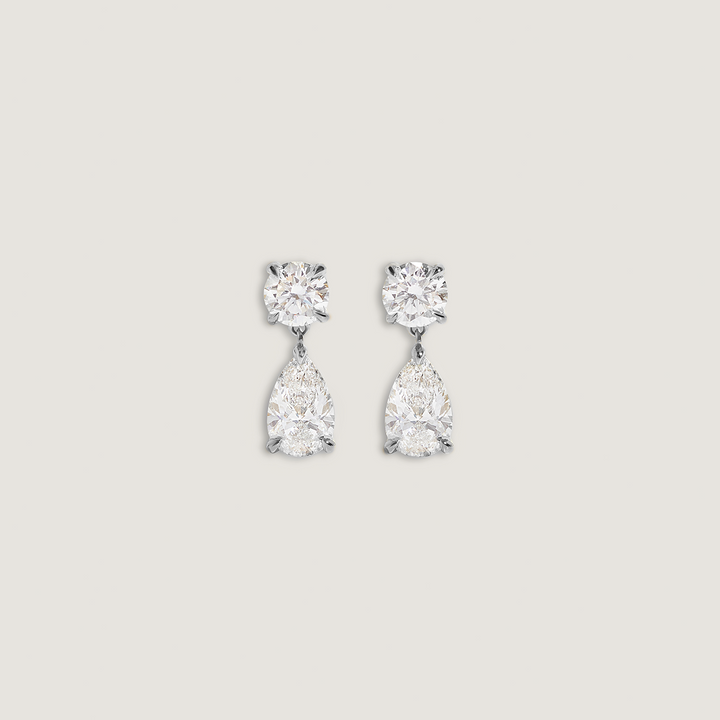 Frankie Round &amp; Pear 4ctw Diamond Earrings
