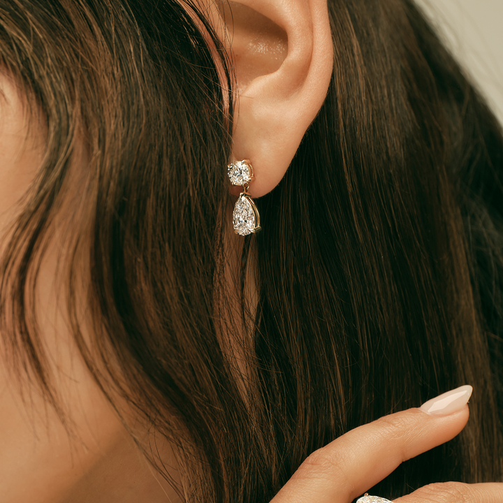 Frankie Round &amp; Pear 4ctw Diamond Earrings