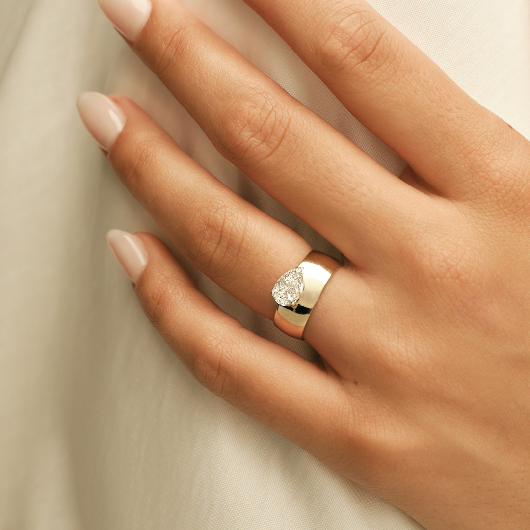 Porter Cigar Band Ring Pear Diamond