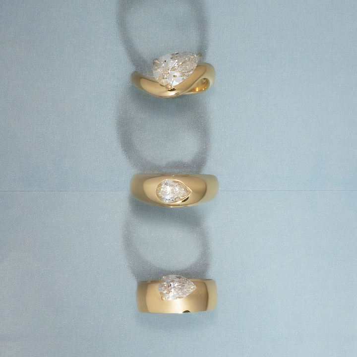 Porter Cigar Band Ring Pear Diamond