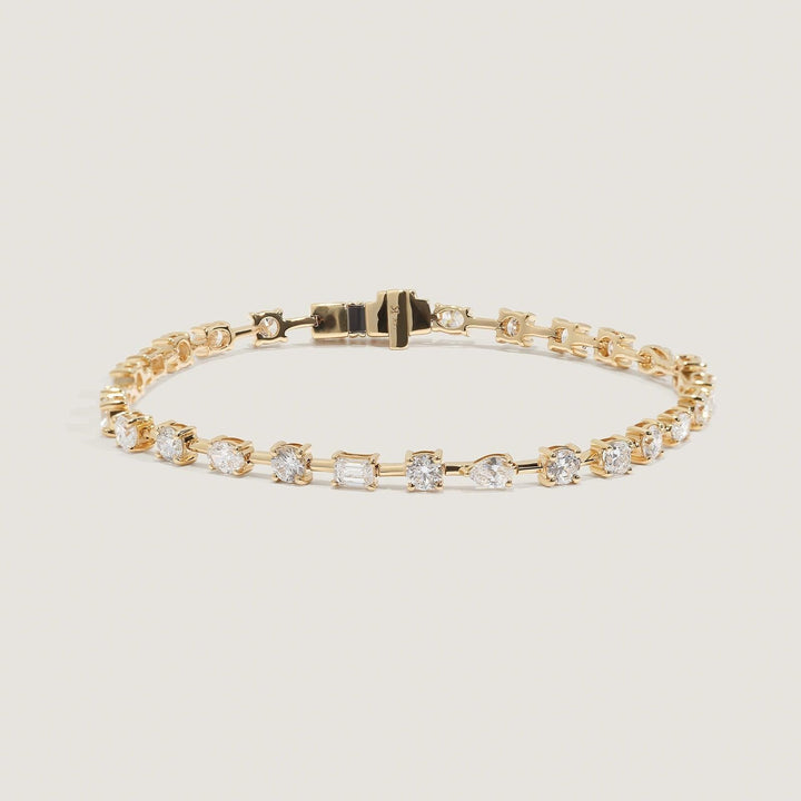 Amara Fancy Shape Tennis Bracelet Yellow Gold