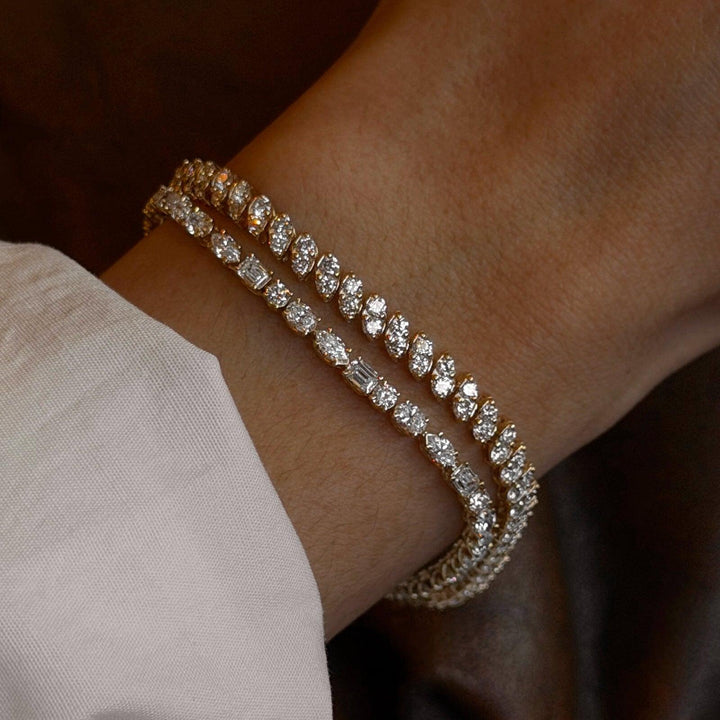 Esme Fancy Shape Tennis Bracelet 4ctw Yellow Gold