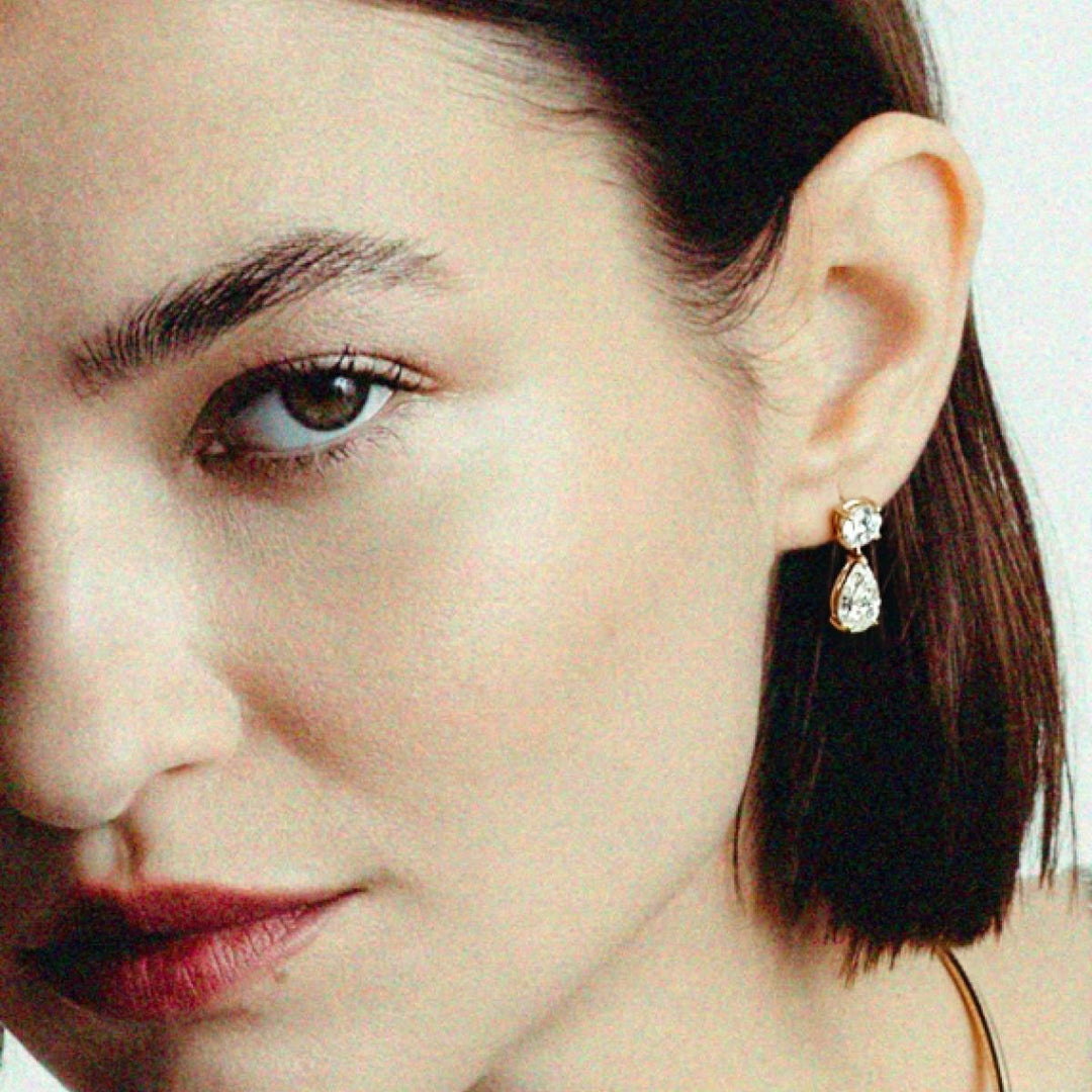 Frankie Round &amp; Pear 4ctw Diamond Earrings