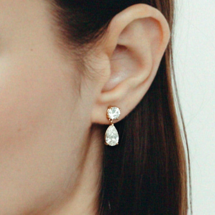 Frankie Round &amp; Pear 4ctw Diamond Earrings