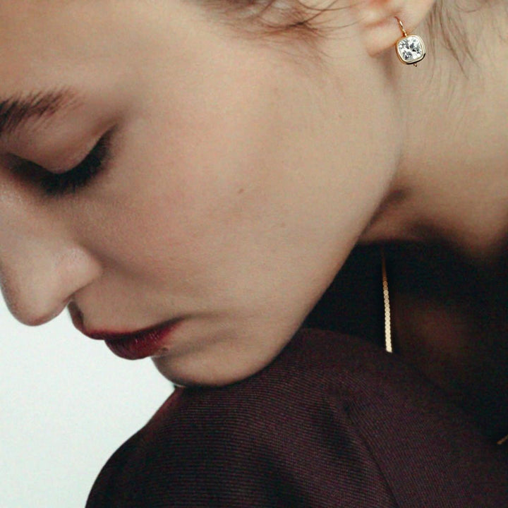Harper 2ctw Cushion Cut Drop Earrings Yellow Gold