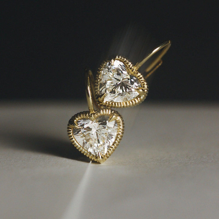 Solis Ribbed Heart Diamond Earrings