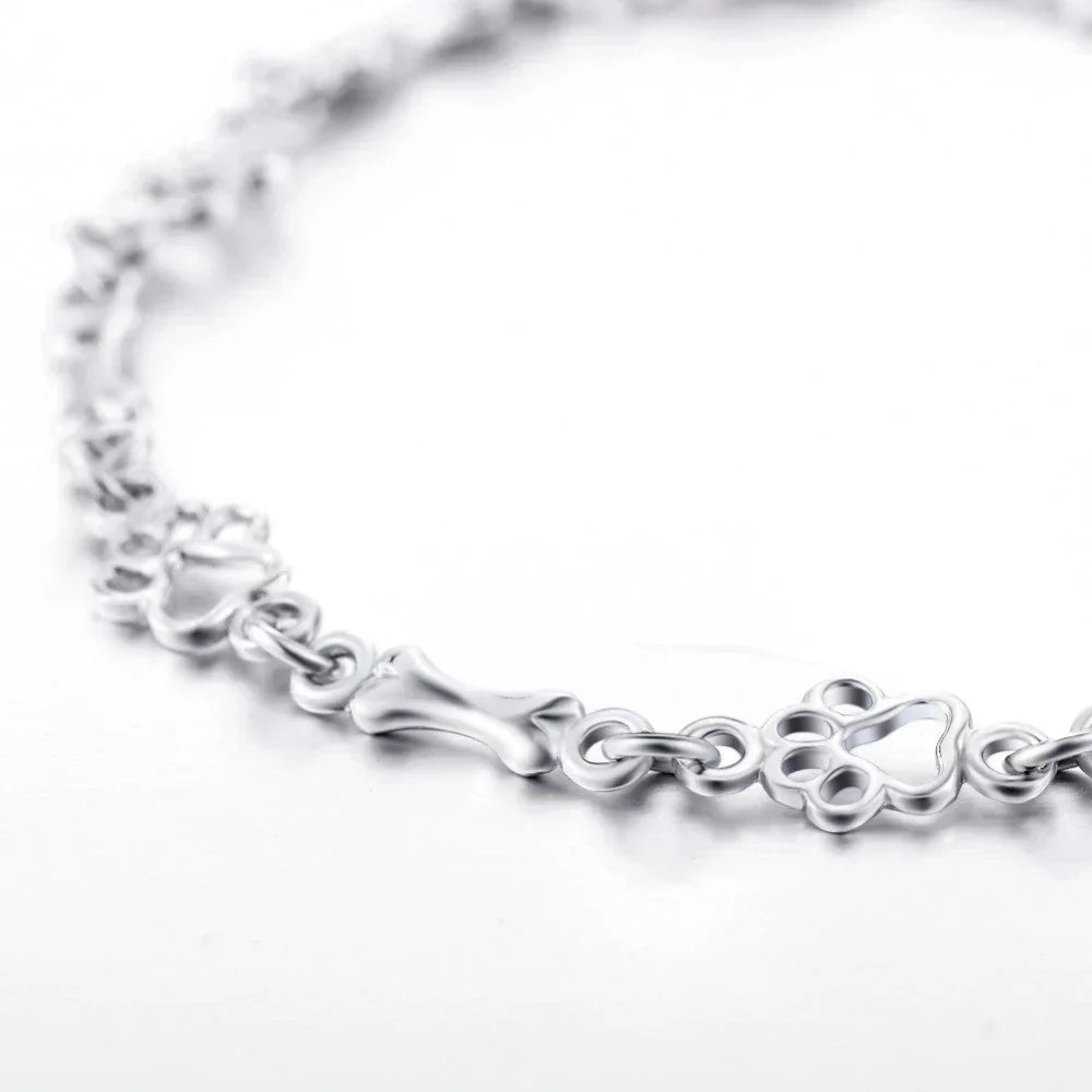 Silvered Bone Paw Bracelet