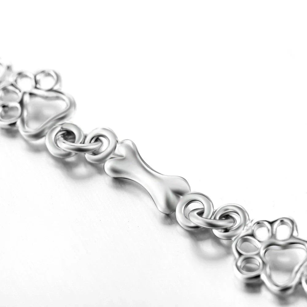 Silvered Bone Paw Bracelet