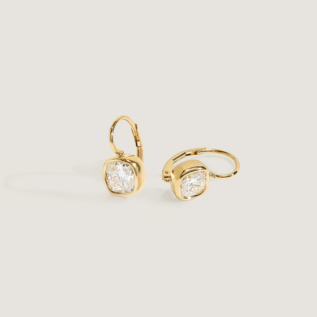 Harper 2ctw Cushion Cut Drop Earrings Yellow Gold