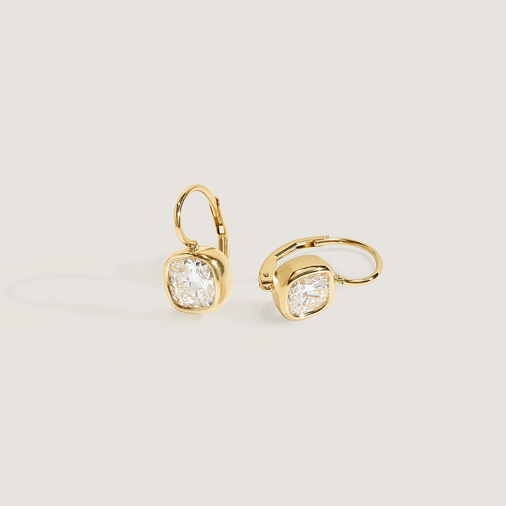 Harper 2ctw Cushion Cut Drop Earrings Yellow Gold