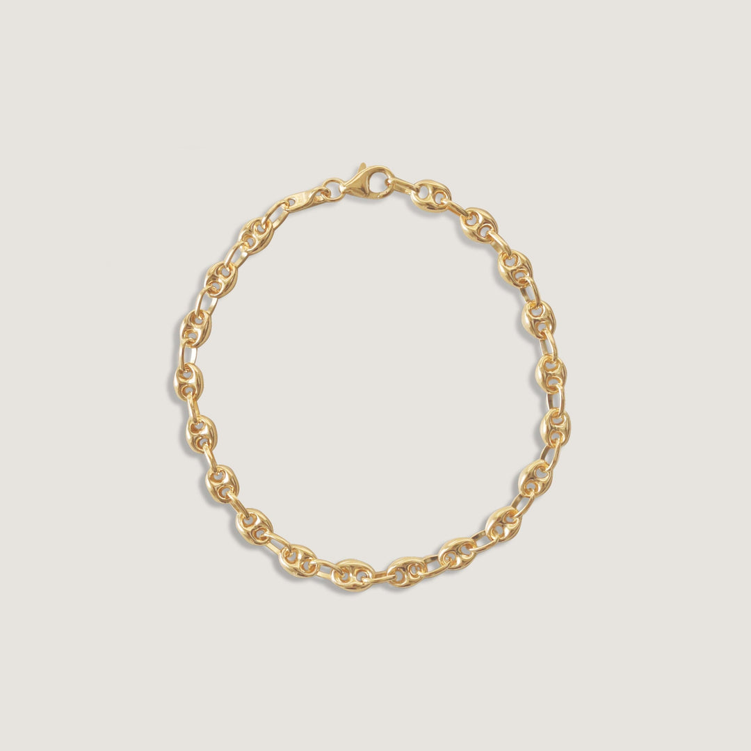 Petite Puffed Mariner Chain Bracelet Gold