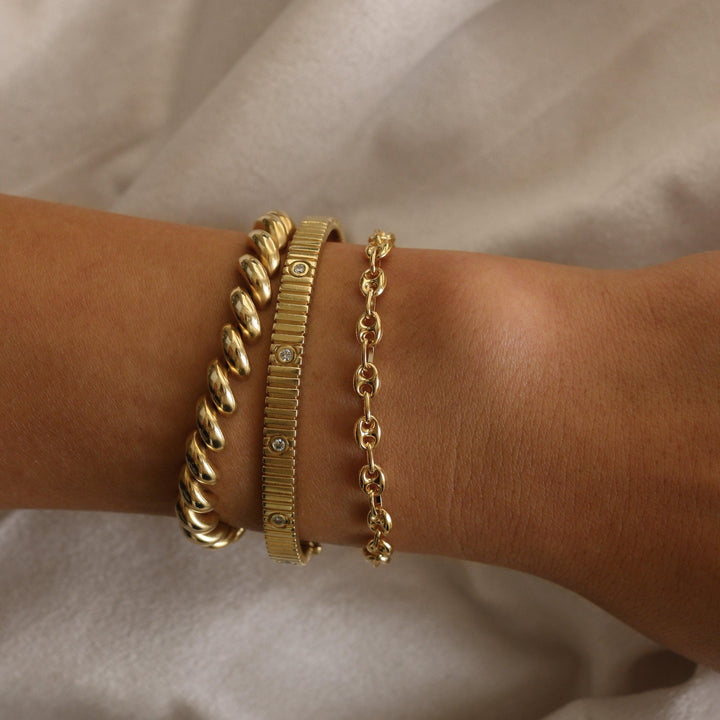 Petite Puffed Mariner Chain Bracelet Gold