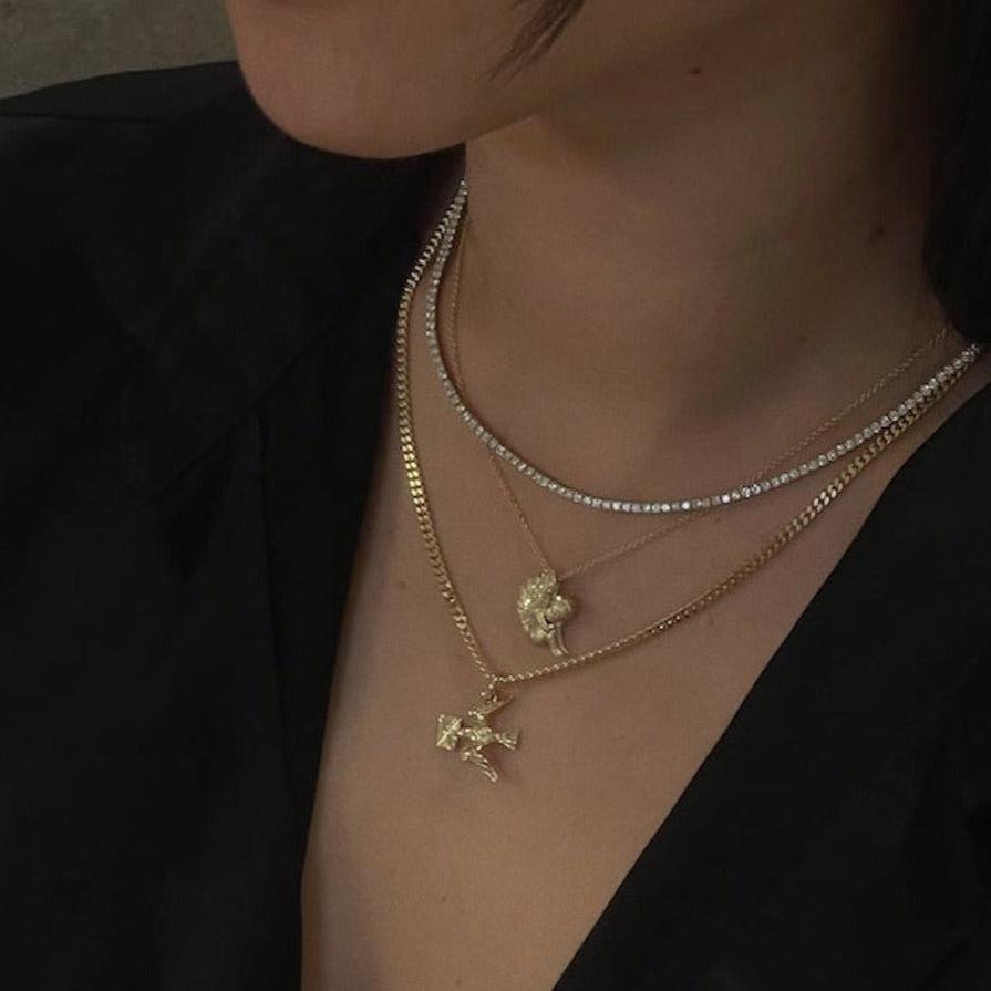 Petite Diana Tennis Necklace Diamond 5.0ctw Yellow Gold